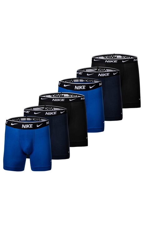 Nike, Set de boxeri cu banda logo in talie - 6 perechi, Negru/Albastru