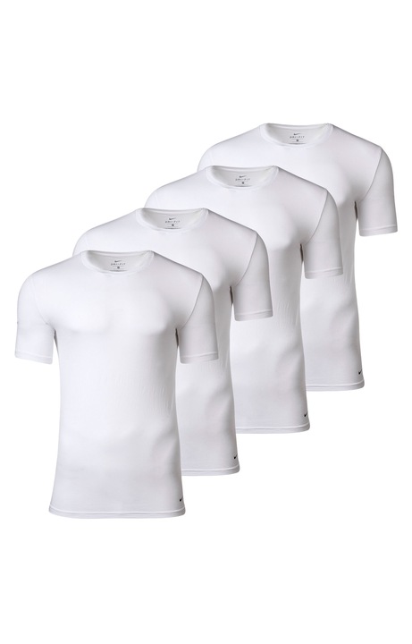 Nike, Set de tricouri slim fit cu decolteu la baza gatului - 4 piese, Alb