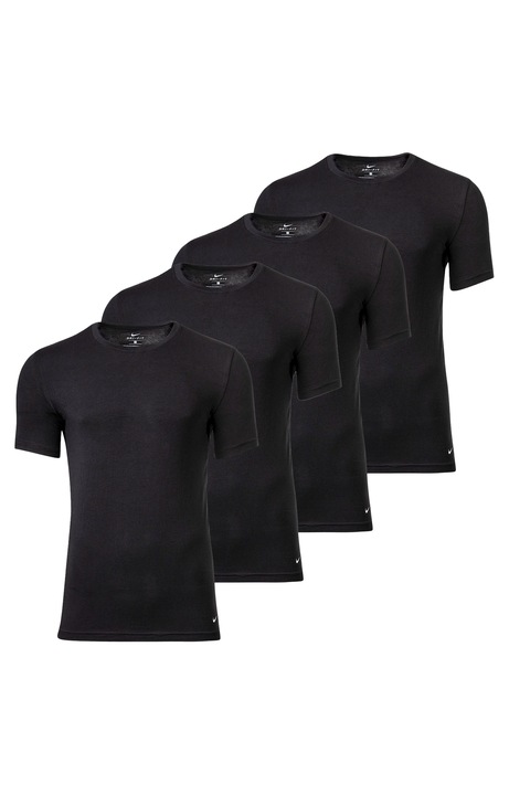 Nike, Set de tricouri slim fit cu decolteu la baza gatului - 4 piese, Negru