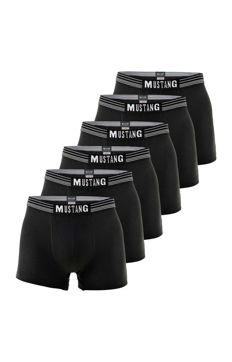 Mustang, Set de boxeri cu banda logo - 6 perechi, Negru
