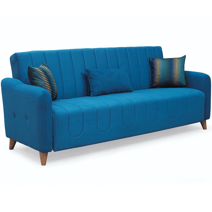 Canapea extensibila Modella Luis, dimensiuni 219X80X93 cm, suprafata dormit 117x190 cm, culoare albastru