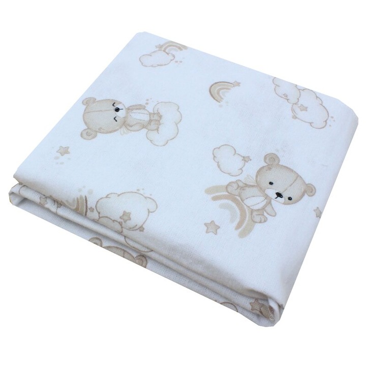 Scutec bumbac, Ursulet pe norisor, crem, 80x70cm