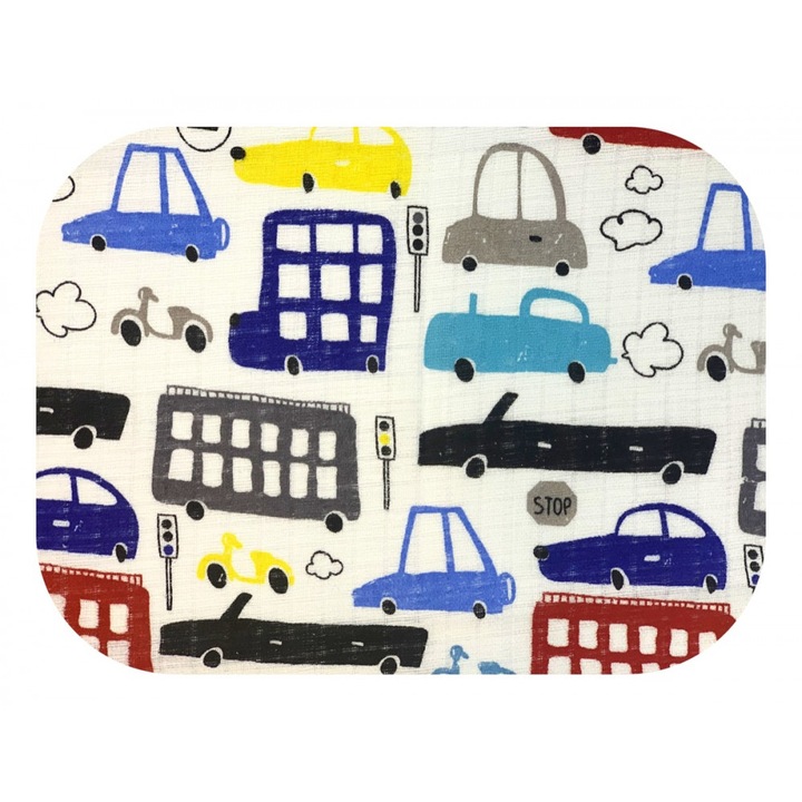 Scutec din muselina 70x80 cm Tetra model City Cars
