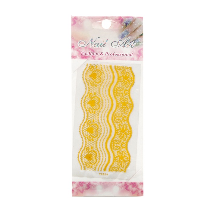 Sticker unghii, Global Fashion, Nail Art YC-017, Galben