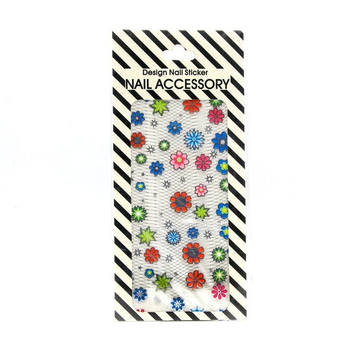 Sticker unghii, Global Fashion, Nail Accessory Flowers Big, Multicolor