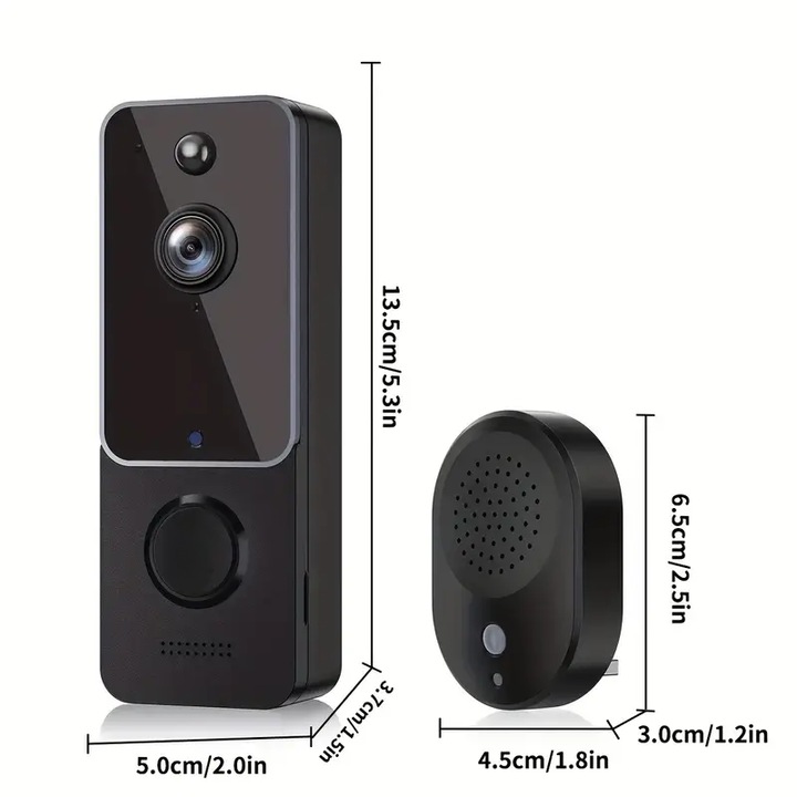 Sonerie Inteligenta HD cu WiFi, Microfon, Detectie de Miscare, Wide Angle si Night Vision