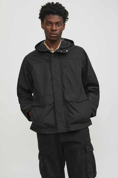 Jack & Jones, Geaca Softshell cu gluga, Negru, S