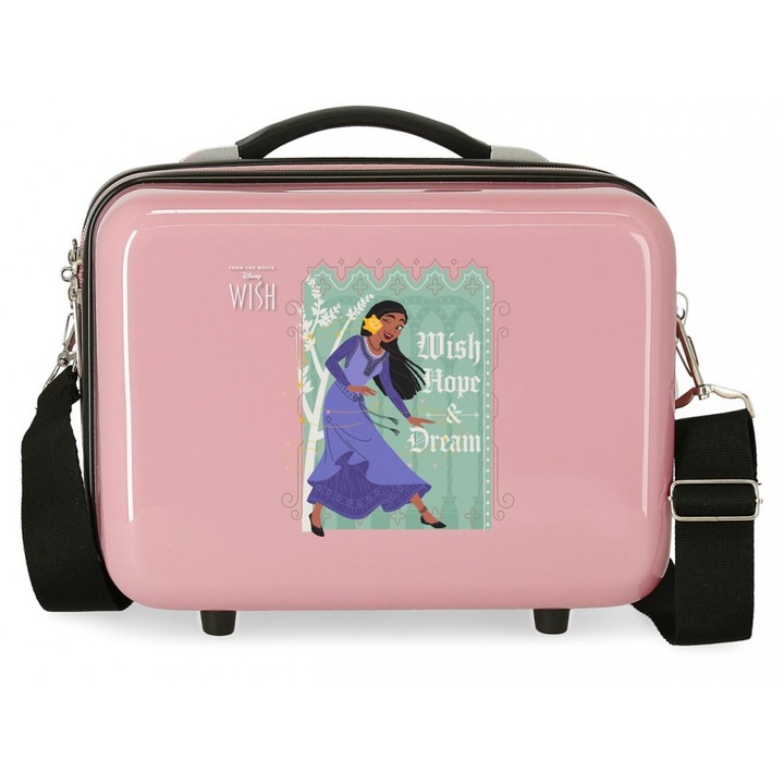 Geanta calatorie fete, Disney Wish Wishes come true, ABS, adaptabila, nude, 29x21x15 cm