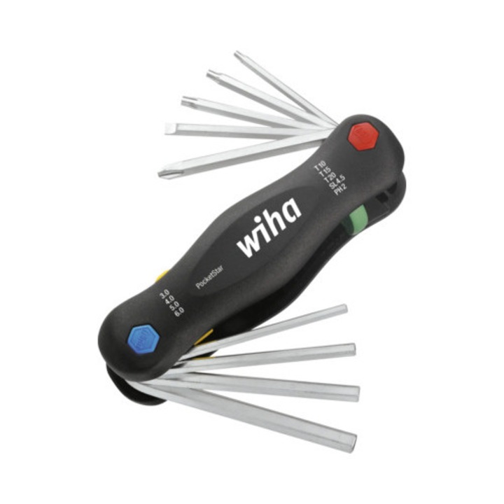 Мултифункционална отвертка Wiha Pocketstar Torx T7-t25, 7 глави, хром-ванадий