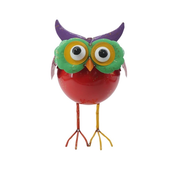 Ghiveci decorativ din metal vopsit Bufnita, 36 x 22 x 34 cm