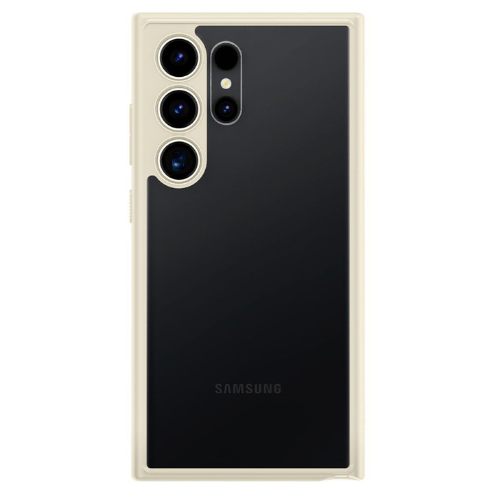 Защитен калъф за телефон Samsung Galaxy S24 Ultra, Hybrid Spi Ultra, противоплъзгащ, подсилени ръбове, Air Cushion, минималистичен дизайн, поликарбонат, ултратънък, бежов/прозрачен