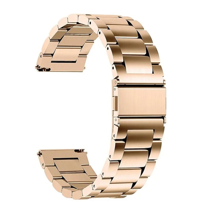 Метална каишка за часовник, съвместима със Samsung Galaxy Watch 4/5/Active 2, Huawei Watch GT 3 (42 мм)/GT 3 Pro (43 мм), класическо закопчаване, розово златиста