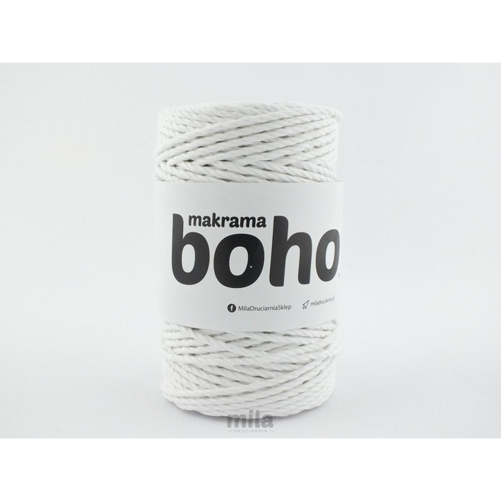 Snur Macrame Boho 4mm, 02 alb