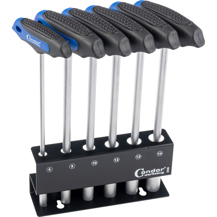 Set chei cu maner in T, hexagon 6-14 mm, 230 mm, 6 buc