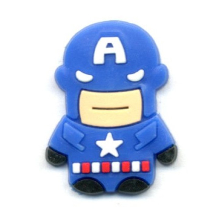 Accesoriu Crocs Jibbitz, Captain America, albastru