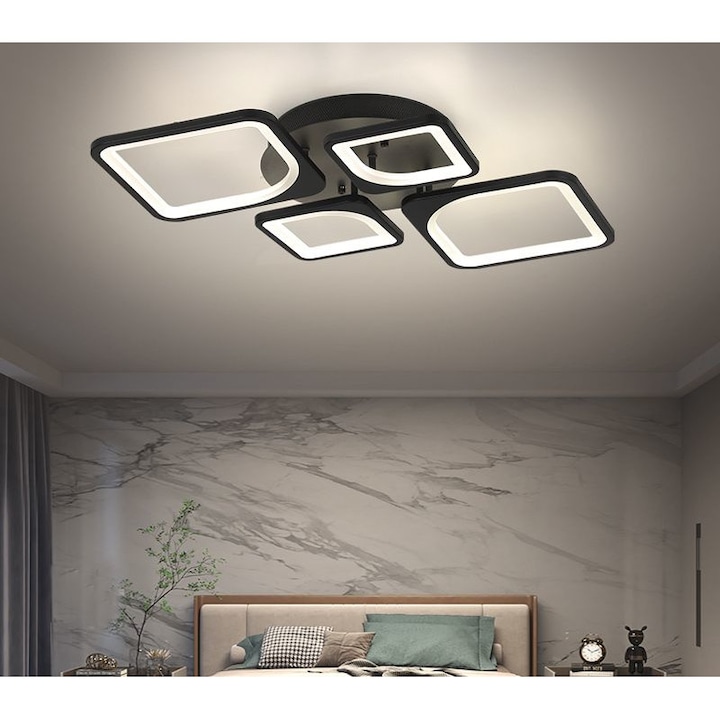 Lustra LED dimabila cu telecomanda 100W, 3 functii lumina cald/neutru/rece, FLY Black ZenLED®