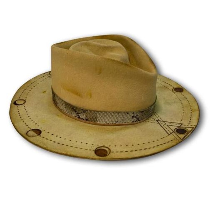 Palarie handmade fetru lana premium ‘’Crescent” Bej cenusiu, marime 56, 5 cm