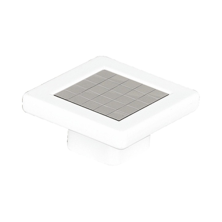 Gomb négyzet alakú bútorokhoz, mintával, X2-92, fehér + króm