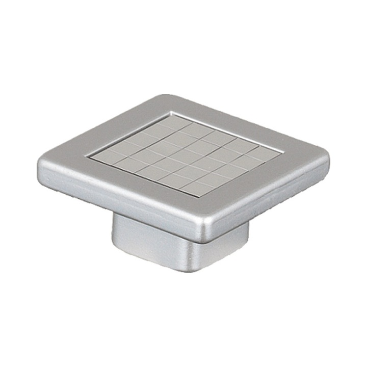 Négyzet alakú gomb bútorokhoz, mintával, X2-102, szatén + króm