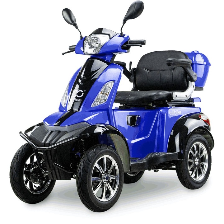 Електрически скутер, BILI BIKE, 4 колела, автономност 60 км, син/черен ...