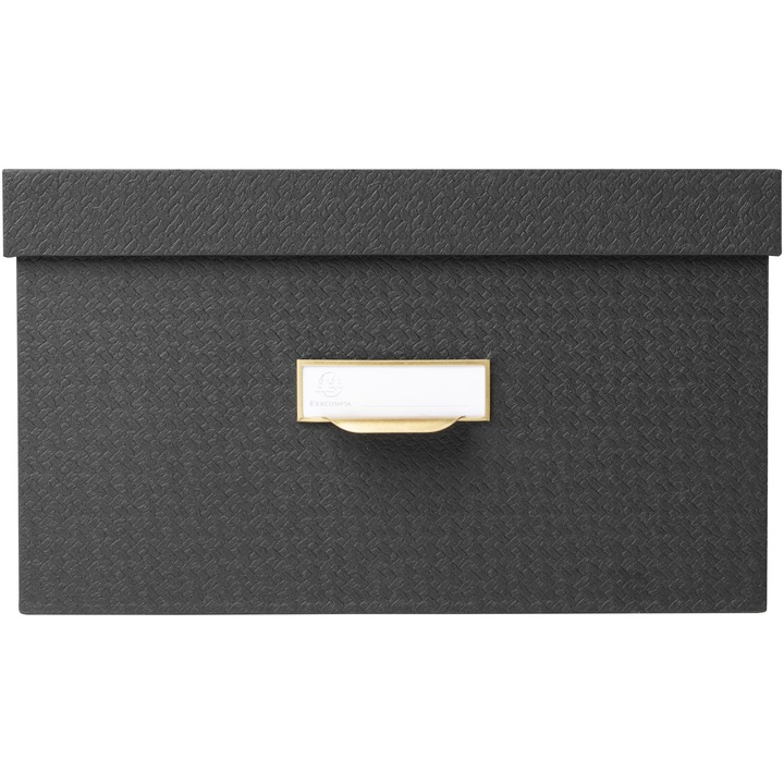 Exacompta OfficeByMe 3 darabos tárolódoboz készlet fedéllel, 3 mm-es karton, Címketartó, FSC tanúsítvánnyal, A4+, A5++, A6++ formátum, Fekete