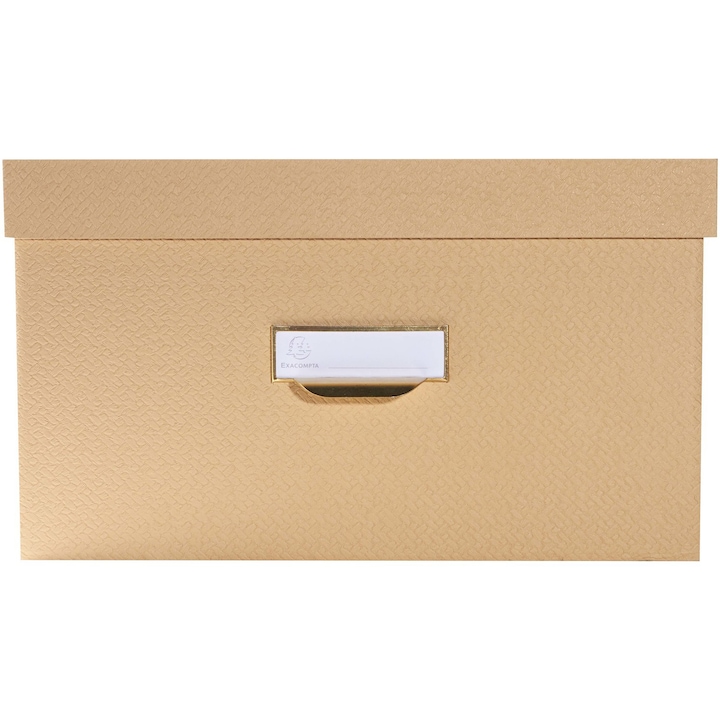 Exacompta OfficeByMe 3 darabos tárolódoboz készlet fedéllel, 3 mm-es karton, Címketartó, FSC tanúsítvánnyal, A4+, A5++, A6++ formátum, Bézs