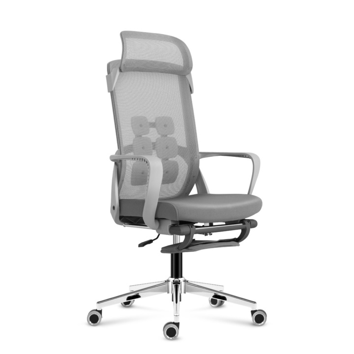 Scaun de birou ergonomic Mark Adler Manager 3.6, inaltime reglabila, cu suport pentru picioare, mesh, brate reglabila, Gri