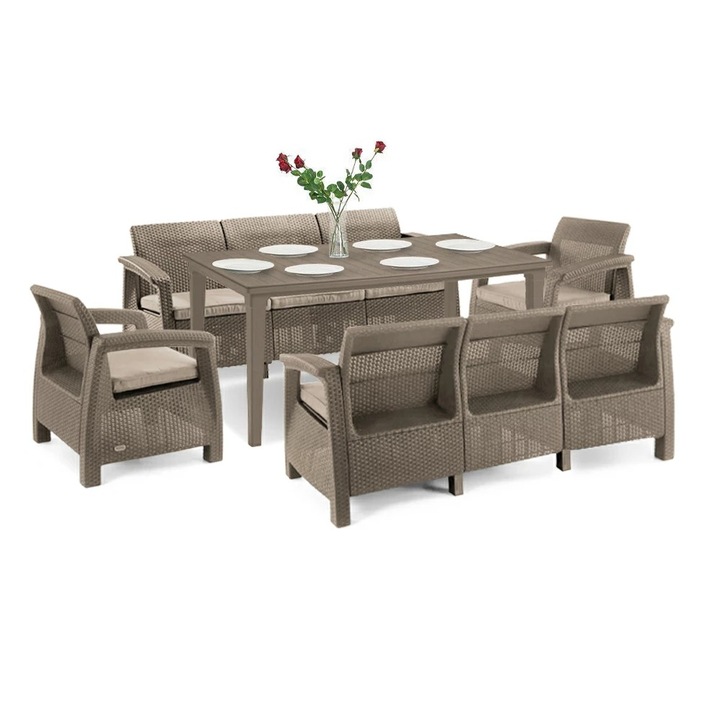 Set mobilier de gradina Keter Corfu Love max duo cu masa futura cappuccino