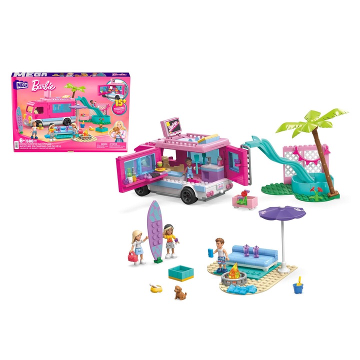 Barbie építőkészlet, Mega Blocks, Műanyag, 580 db, Többszínű