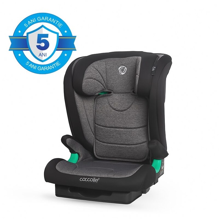 Scaun auto iSize Isofix Coccolle Eris, 100-150 cm, tetiera si spatar reglabile, pozitie somn junior, Greystone