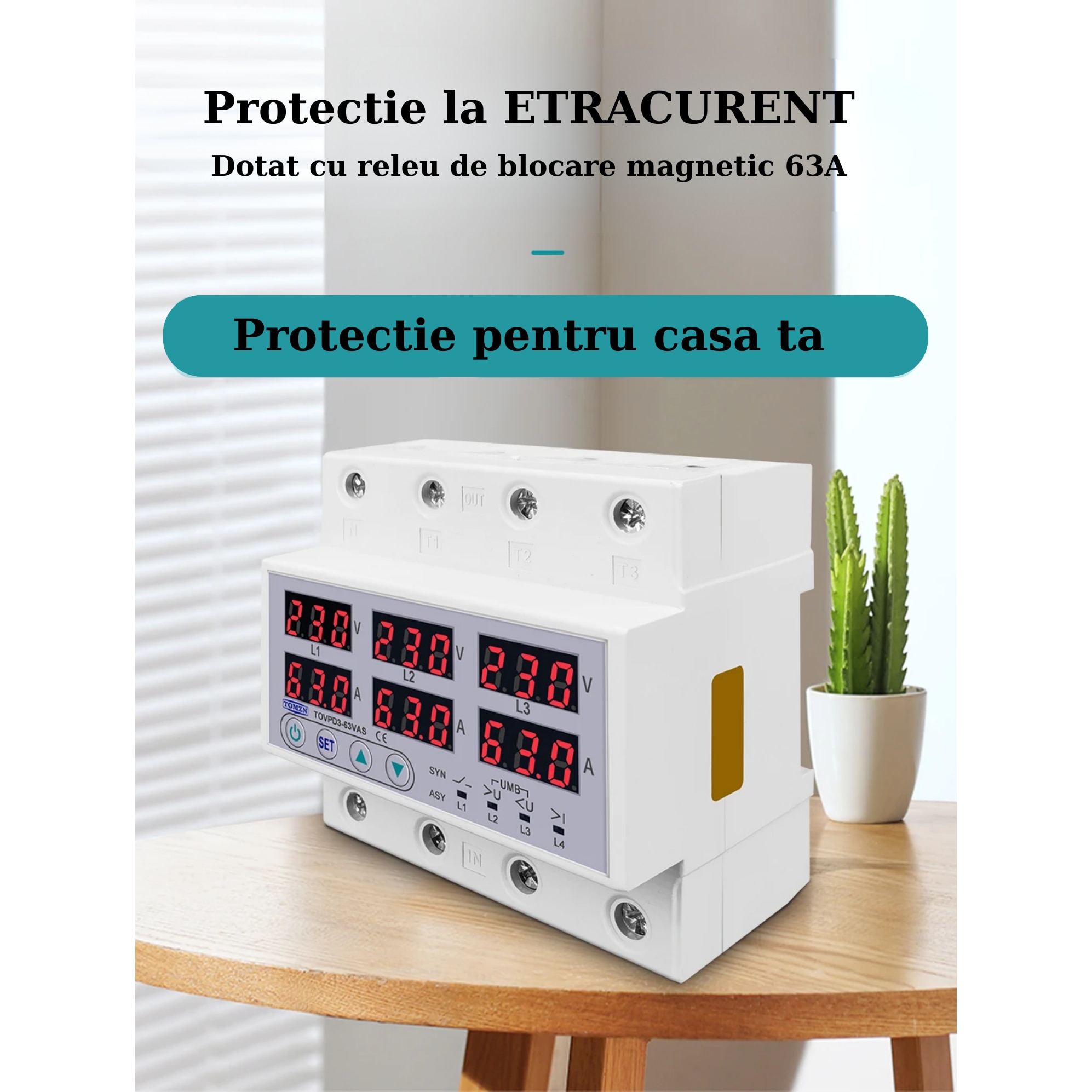 Трифазно реле за защита от пренапрежение и претоварване 380V, синхронен ...