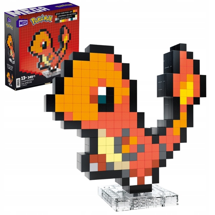 Set De Constructie, Mattel, Hth76, Figura Retro Pixelata, Compatibil Cu Mega Pokemon, Dezvolta Creativitatea, 6 Cm X 23 Cm X 23 Cm