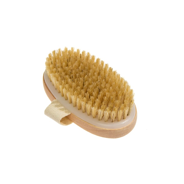 Дървена четка за баня за масаж и ексфолиация, Natur, 12x6x3см