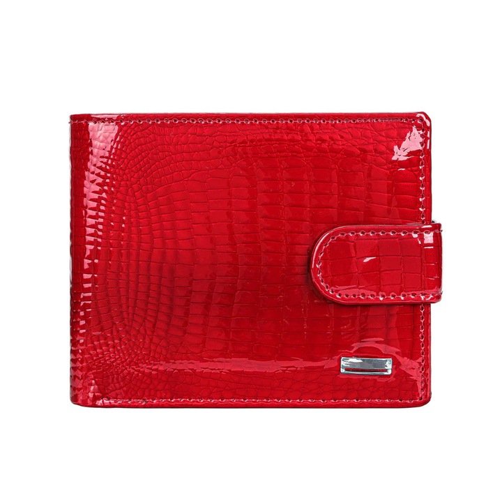 Portofel dama piele naturala lacuita, Rosu