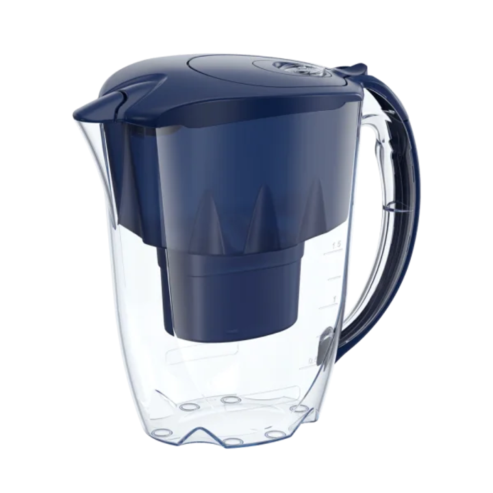 Кана за филтриране на вода AQUAPHOR MAXPHOR+, Модел JASPER, с индикатор, 2,8 литра, Син