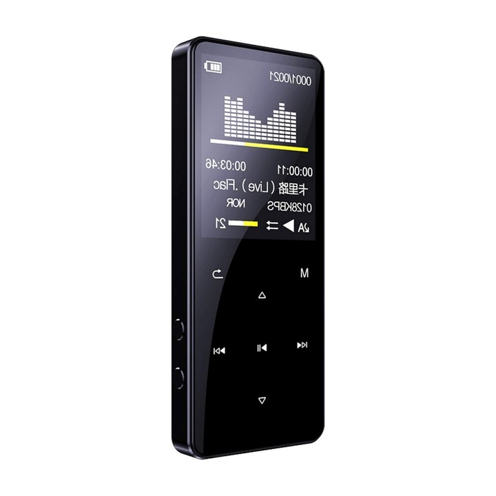 Player MP3, MOSMAOO®, display 1,8 inch, 64 G suporta pana la 128 G, HIFI 6D stereo sound, bluetooth 5.0, radio FM, E-book reading, Negru