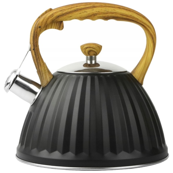 Vízforraló síppal, 3 l, rozsdamentes, Sienna, Karl Hausmann, fekete / barna