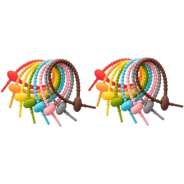 Set 24 de legaturi de cablu, ComResi®, Silicon, Multicolor