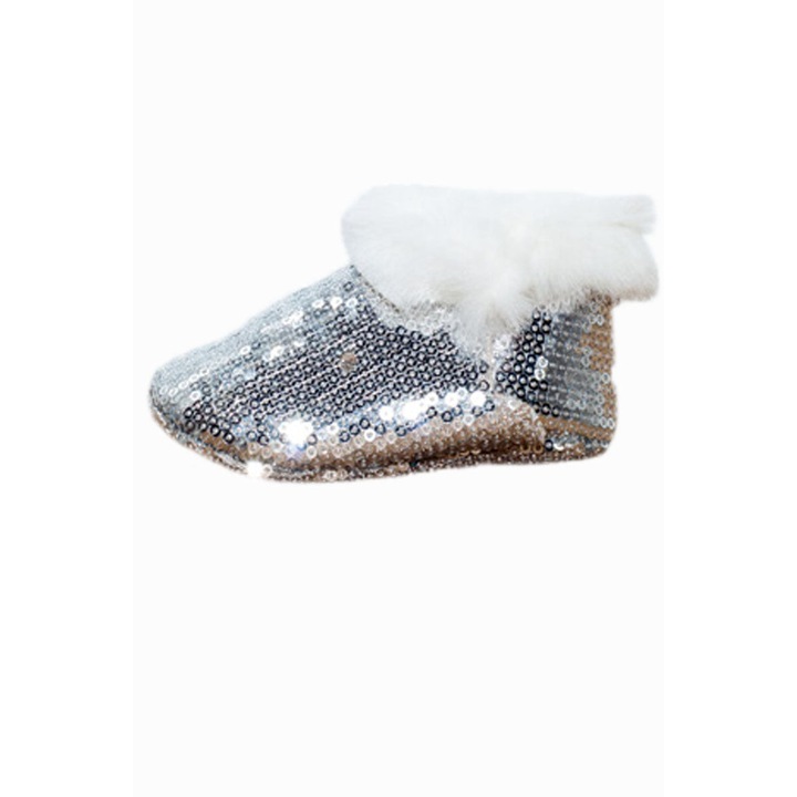 Cizmulite bebelusi din piele intoarsa, Cuquito, 50773-009 - 17, Negru, Argintiu