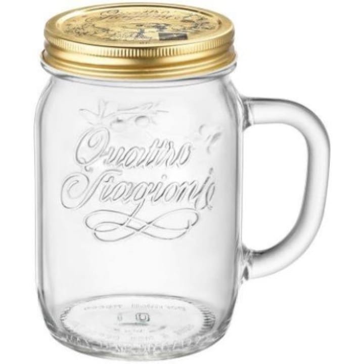 Borcan din sticla cu toarta Quattro Stagioni, cu capac 750 ml