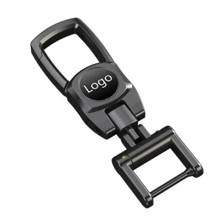 Breloc chei cu sigla BMW, culoare gri, rasucire 360 grade