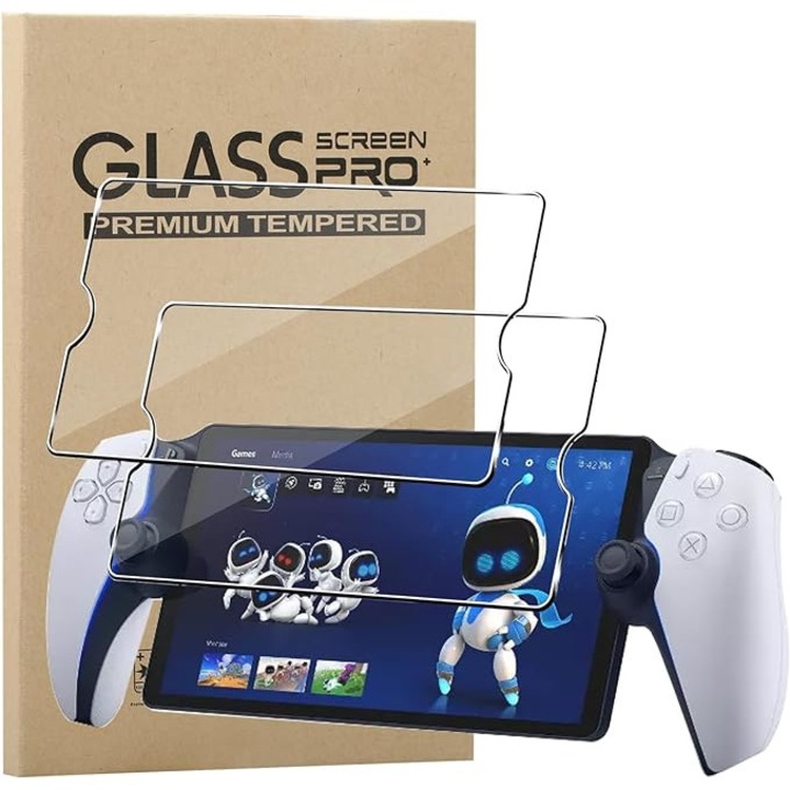 Set 2 folii de protectie pentru PlayStation Portal, JENUOS®, Sticla Ultra HD, duritate 9H, Transparent
