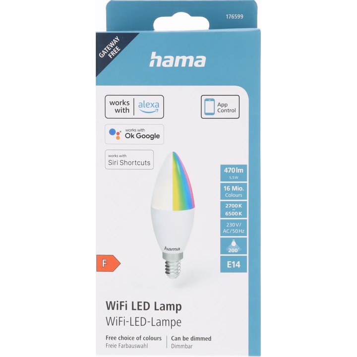 Bec LED Hama Smart Wifi E14 RGB+CCT 4.5W