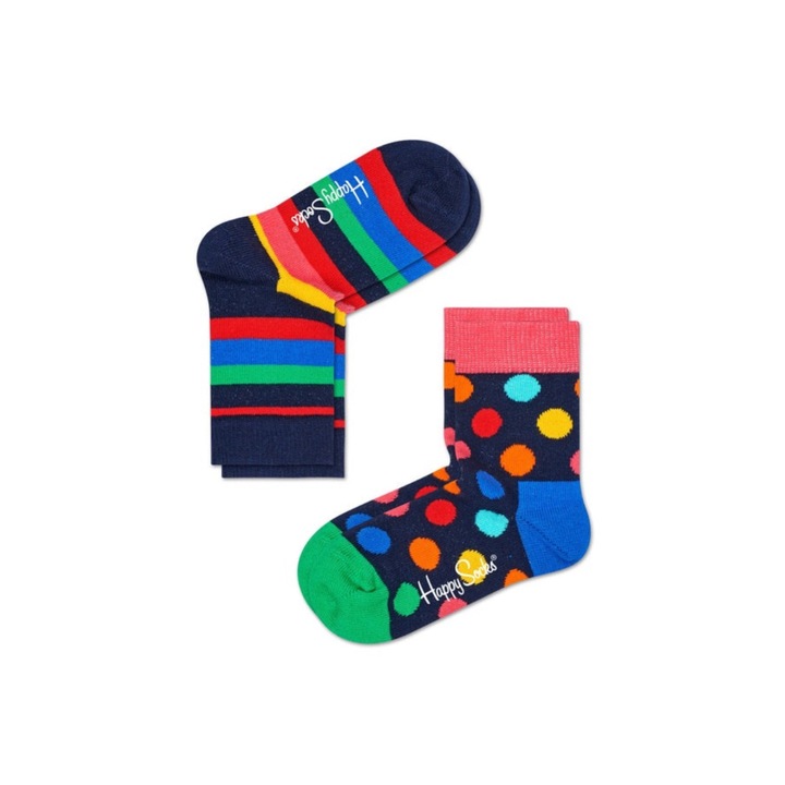 Комплект от 2 чифта детски чорапи Happy Socks, Памук, Многоцветни, 4-6 години
