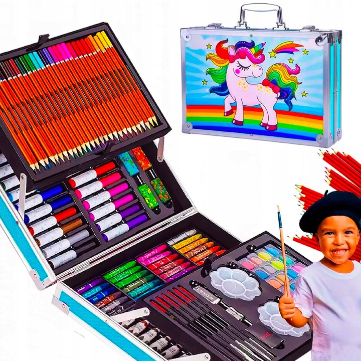 Set 180 Pictura Pentru Copii, Valiza Unicorn, Culori Multicolore