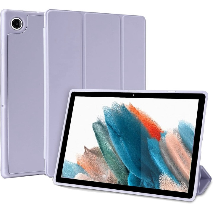Tablet tok Samsung Galaxy Tab A8 10.5" kompatibilis, FoldPro, állvány típusú, szilikon, lila