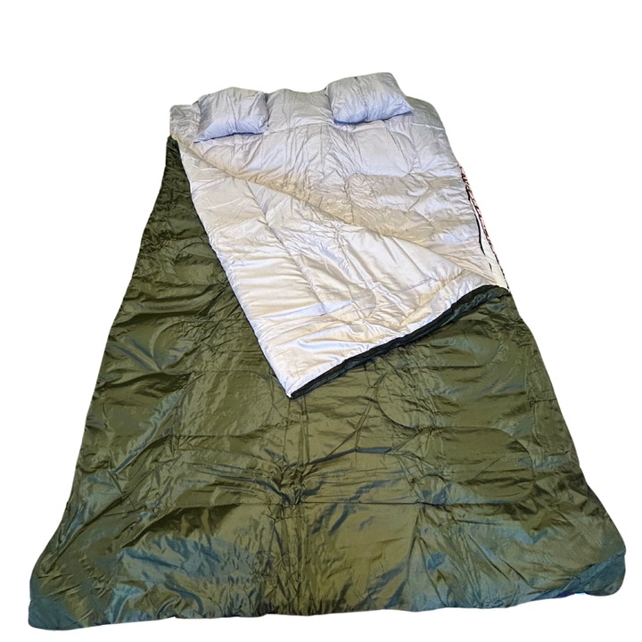 Sac de dormit camping in aer liber, pentru doua persoane transformabil in doi saci de dormit individuali