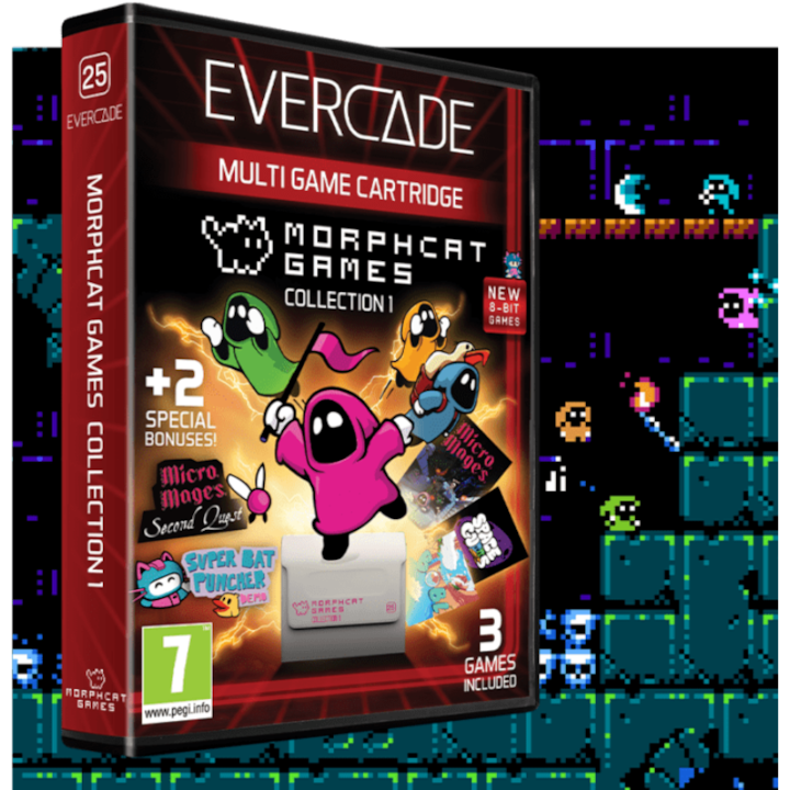 Evercade #25, Játékszoftver csomag, Morphcat Games Collection 1, 3in1, Retro, Multi Game