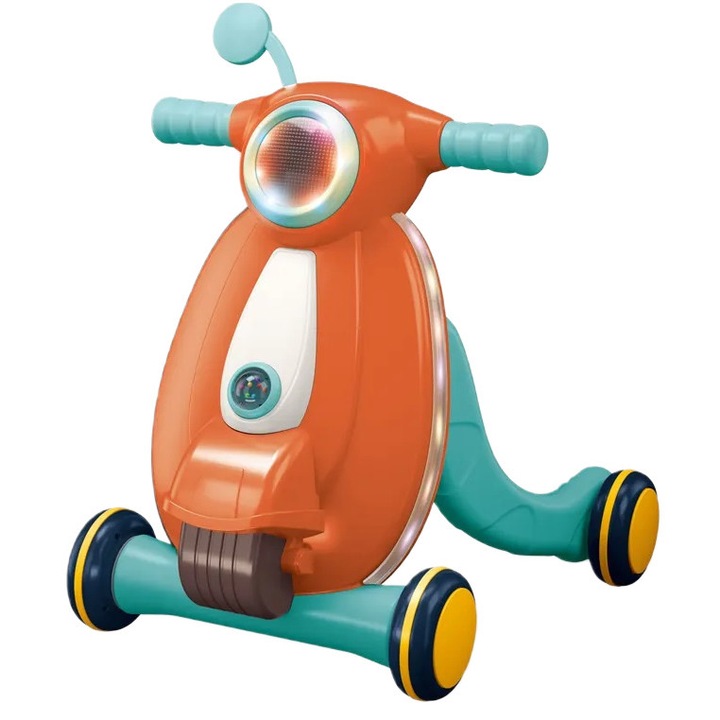 WePro Store bébijáróka hangokkal és fényekkel, vezérlőpanellel, labdajátékkal, állítható sebességgel, narancssárga, 12 hónapos kortól