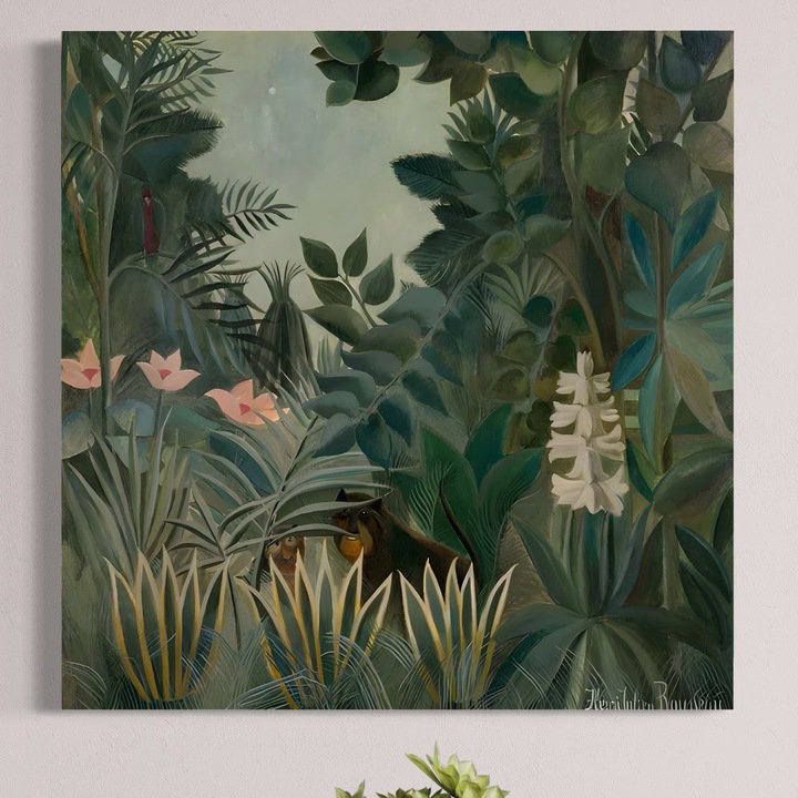 Tablou Canvas Premium, LuxCanva® A1398, Primavara In Padure, 100 X 100 CM, Panza Bumbac 100% 400g/m2, Sasiu Lemn, Room, Animale, Zambila, Lalele, Natura, Living, Culori Vibrante